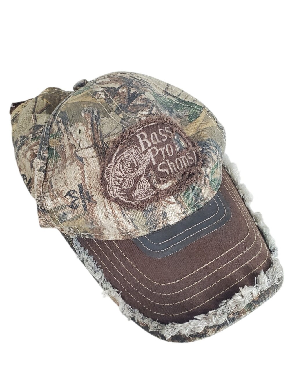 Bass Pro Shop Gone Hunting Realtree Camo Distressed Ballcap Hat Adjustable